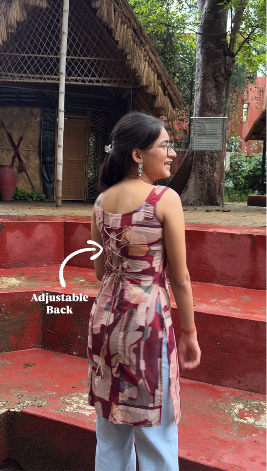 Abstract Print Corset Kurti