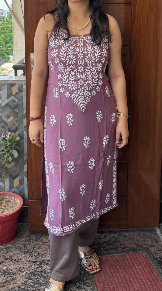 Long Chikankari Kurti