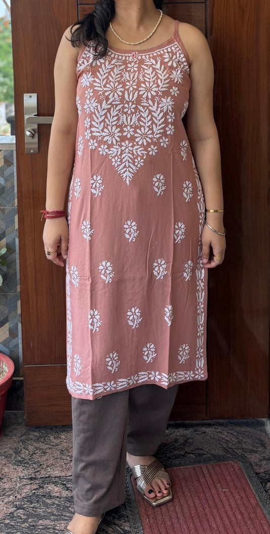 Long Chikankari Kurti
