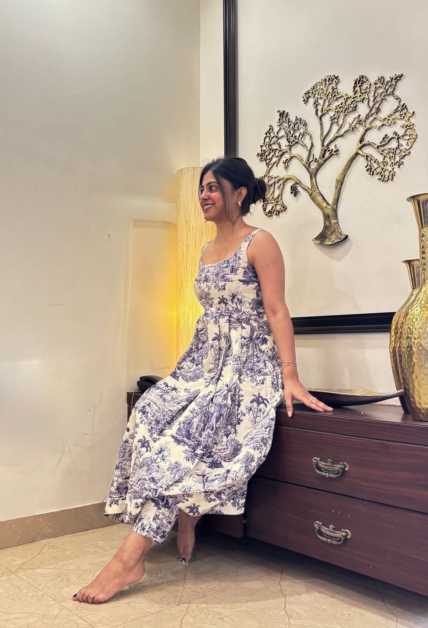 Cotton Maxi Dress with Pants